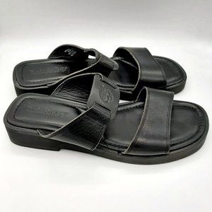 VTG Timberland Square Toe Black Leather Sandals 9.5